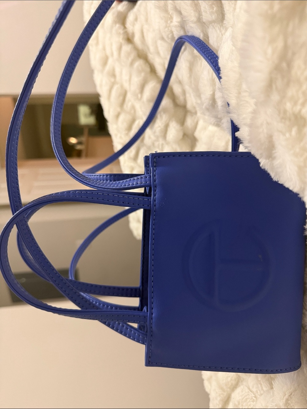 Telfar Blue Embossed Mini Tote